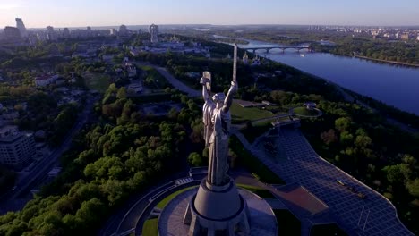 Stadt-Kiew---die-Hauptstadt-der-Ukraine.-Mutter-Heimat.-Luftaufnahme.