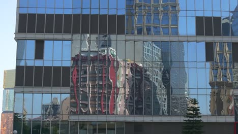 china-sunny-day-macau-city-downtown-office-building-front-reflection-panorama-4k