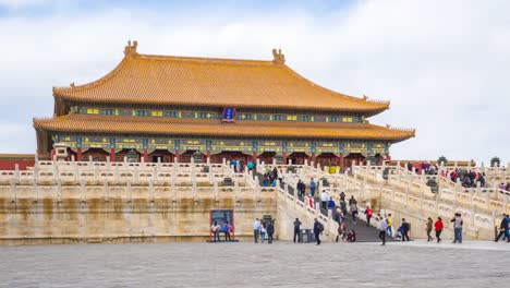 Time-Lapse-video-crowd-of-tourist-in-Forbidden-city-landmark-of-Beijing-city,-China,-Timelapse,-4K