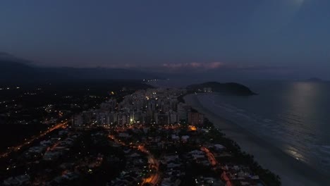 Riviera-Sao-Lourenco-Beach-at-Night,-Sao-Paulo,-Brazil