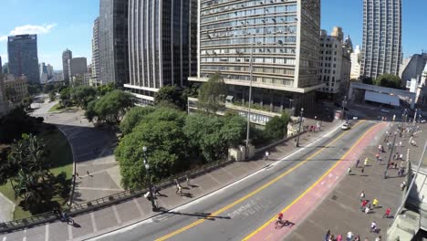 Aerial-View-of-Sao-Paulo-Downtown---Anhangabau-Valley,-Brazil