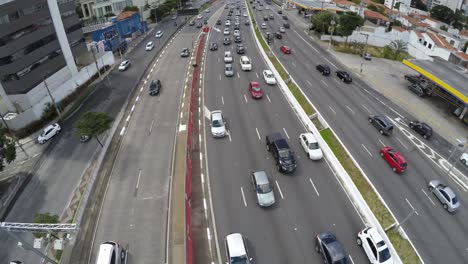 Aerial-View-of-23-de-Maio-Avenue-in-Sao-Paulo,-Brazil