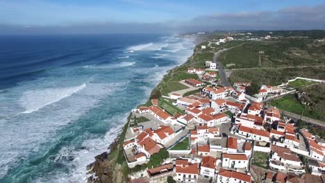 Aerial-View-of-Azenhas-do-Mar,-Portugal