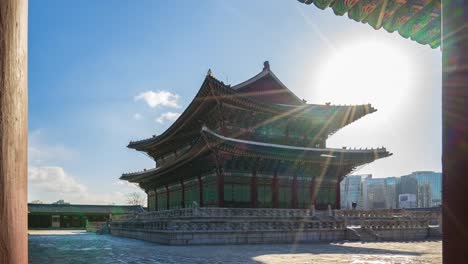 Gyeongbokgung-Palace-in-Seoul,-South-Korea-Time-Lapse-4K