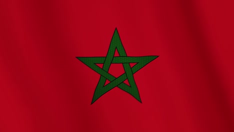 Animación-que-agita-la-bandera-de-Marruecos.-Pantalla-completa.-Símbolo-del-país