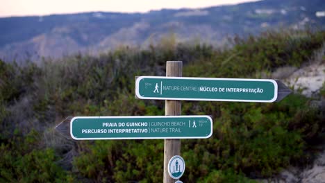 Praia-do-Guincho-Beach-pathway-with-indications-to-the-beach-coastline-and-sand-dunes