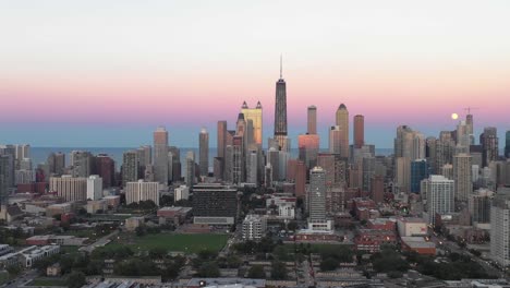 Chicago-Skyline-Aerial---Sunset