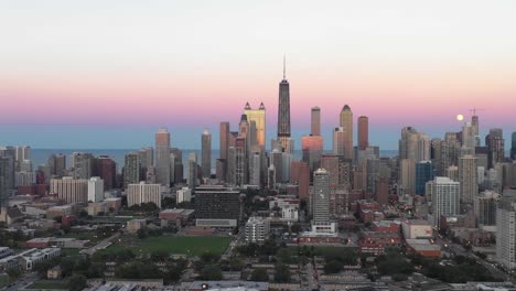 Chicago-Skyline-Antenne---Sonnenuntergang