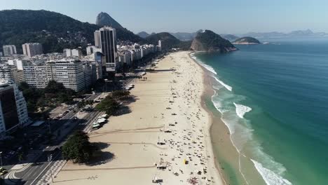 Drone-View-Copacabana-&-Leme-beach,-Rio-de-Janeiro