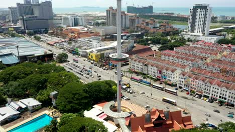 Aerial-view-of-Malacca-cityscape-with-Taming-Sari-Tower-at-daytime