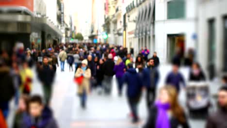 People-on-streets-of-Madrid.-Slow-motion.-Out-of-focus.-Spain.