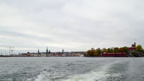 Splash-of-water-on-the-cruising-boat-in-Stockholm-Sweden