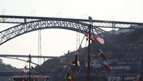 Boats-decorated-international-flags-in-Porto