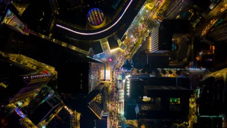 Nacht-Kuala-Lumpur-Verkehr-Kreuzung-aerial-Panorama-Zeitraffer-4k-Malaysia