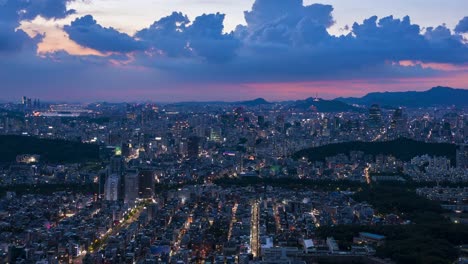 Timelapse-at-Seoul-City-Skyline,-South-Korea