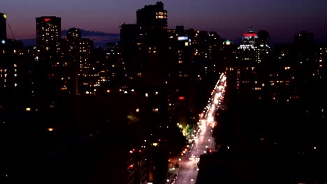 City-Street-at-Night.-Time-lapse,-Soft-Focus.-1080p