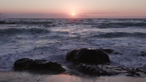 Ocean-waves-crashing-on-seashore-rocks,-Cape-Town,South-Africa