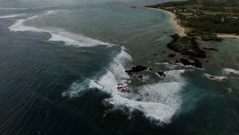 Ocean-view-and-Mauritius-landscape,-aerial-shot