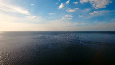 Aerial-Cargo-ships-anchored-in-the-sea.-Philippines,-Manila