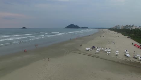 Aerial-View-of-Riviera-Sao-Lourenco-Beach-in-Sao-Paulo,-Brazil