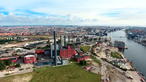 City-aerial-view-over-Copenhagen-HC-Oersted-Power-Station