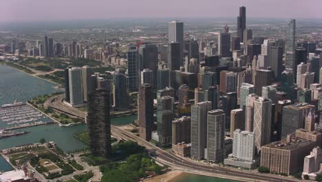 Daytime-aerial-shot-of-and-downtown-Chicago.