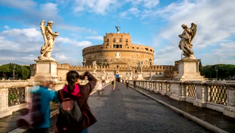 Time-Lapse-of-Castel-Sant-Angelo-in-Rome-,-Italy