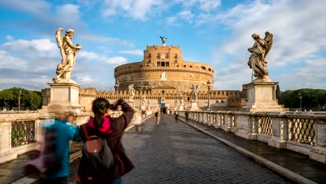 Zeitraffer-von-Castel-Sant-Angelo-in-Rom,-Italien