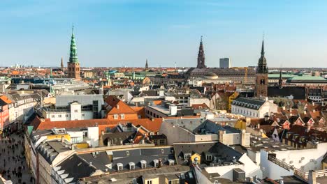 Vista-aérea-de-Copenhague-ciudad-horizonte-timelapse,-Copenhague-Dinamarca-4K-Time-Lapse