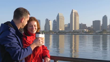 Loving-couple-drinking-coffee-in-San-Diego