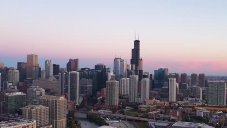 Chicago-Skyline-Aerial---Sunset