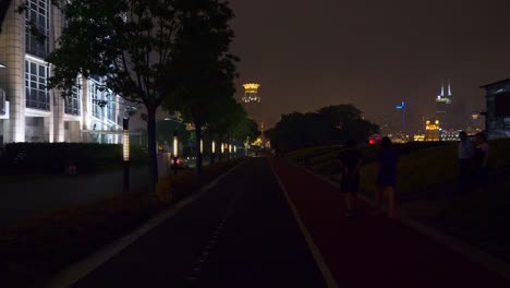 Nachtzeit-Stadtrundgang-Bucht-Panorama-4k-China-shanghai