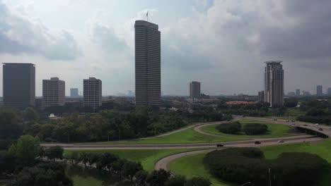 Aerial-of-Downtown-Houston,-Texas