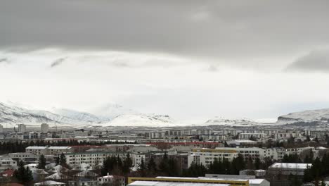 Panoramic-View-of-Hallgrimskirkja-on-Winter,-Iceland