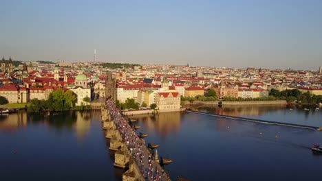 Amazing-aerial-view-of-the-Prague-city-Charles-bridge-from-above.