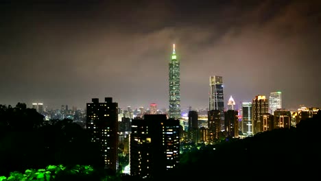 Edificios-horizonte-y-el-centro-de-ciudad-de-Taipei,-Taiwán