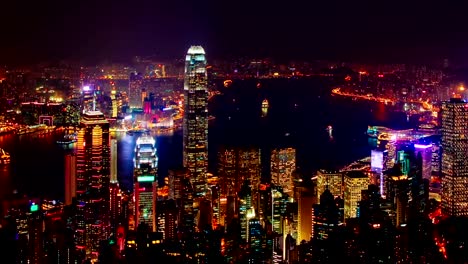 Blue-hora-time-lapse-de-Hong-Kong:-ZOOM-IN
