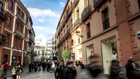 Naranjas-de-la-ciudad-Las-calles-de-compras-de-lapso-de-tiempo