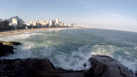 Aerial-view-of-Ipanema-beach-at-Rio-de-Janeiro,-Brazil