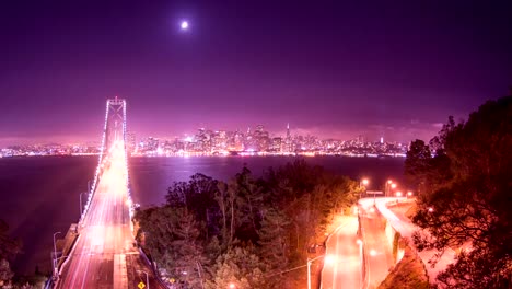 Time-Lapse---Bay-Bridge-at-San-Francisco-at-Night