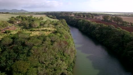 Flying-over-the-river-on-Mauritius-Island