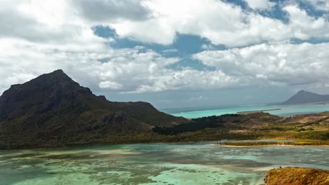 Aerial-view-on-volcanic-tropical-island