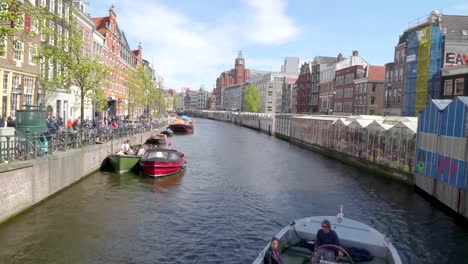 The-landscape-view-of-the-big-canal-with-the-speedboat