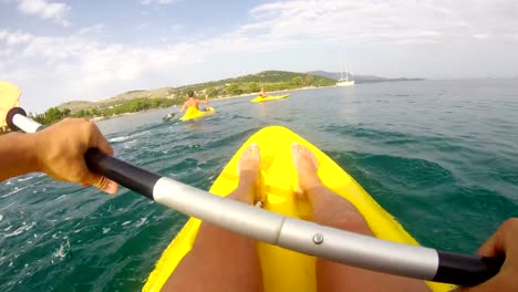 Kayaking-after-friends-POV,-4K-UHD-POV