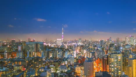 4K.-Zeitraffer-Zeitansicht-Tokyo-Stadt-nahe-Handelsschiffe-Tokyo-Tower-in-japan
