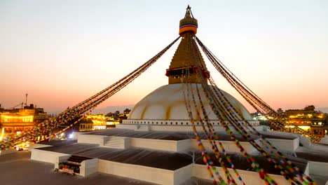 4K-Timelapse:-Stupa-Boudhanath-in-evning-time-in-Kathmandu,-Nepal