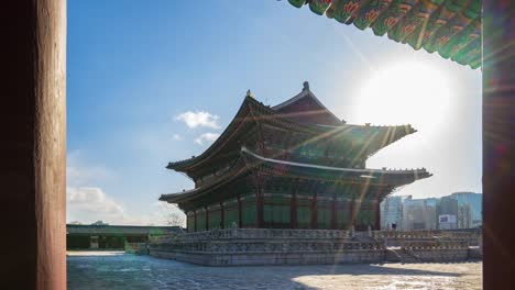 Zeitraffer-Video-der-Gyeongbokgung-Palast-in-Seoul,-Südkorea-Zeitraffer-4K