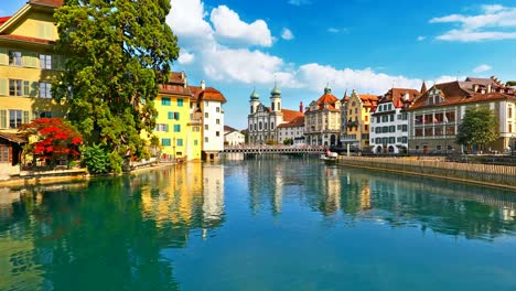 Arquitectura-del-casco-antiguo-de-Lucerna,-Suiza