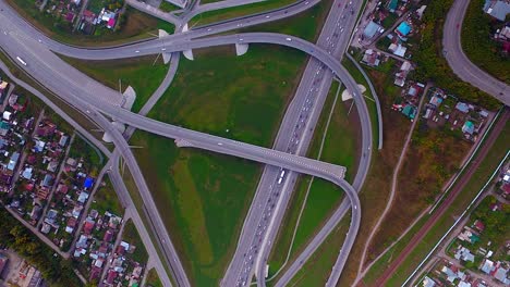 Hyperlapse-city-street-intersection-traffic-circle-roundabout-in-Novosibirsk