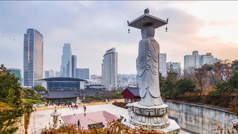 Timelapse-of-Bongeunsa-Temple-in-Gangnam-City-at-Night,Seoul-Korea